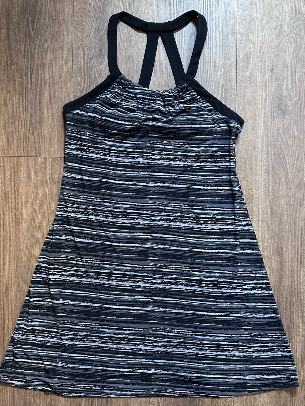 TEK GEAR Striped Racerback Tank Dress in Black and Gray
